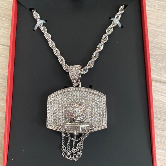 Other - Men’s bling iced out basketball hoop ball necklace